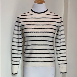 100% cashmere white and black striped sweater